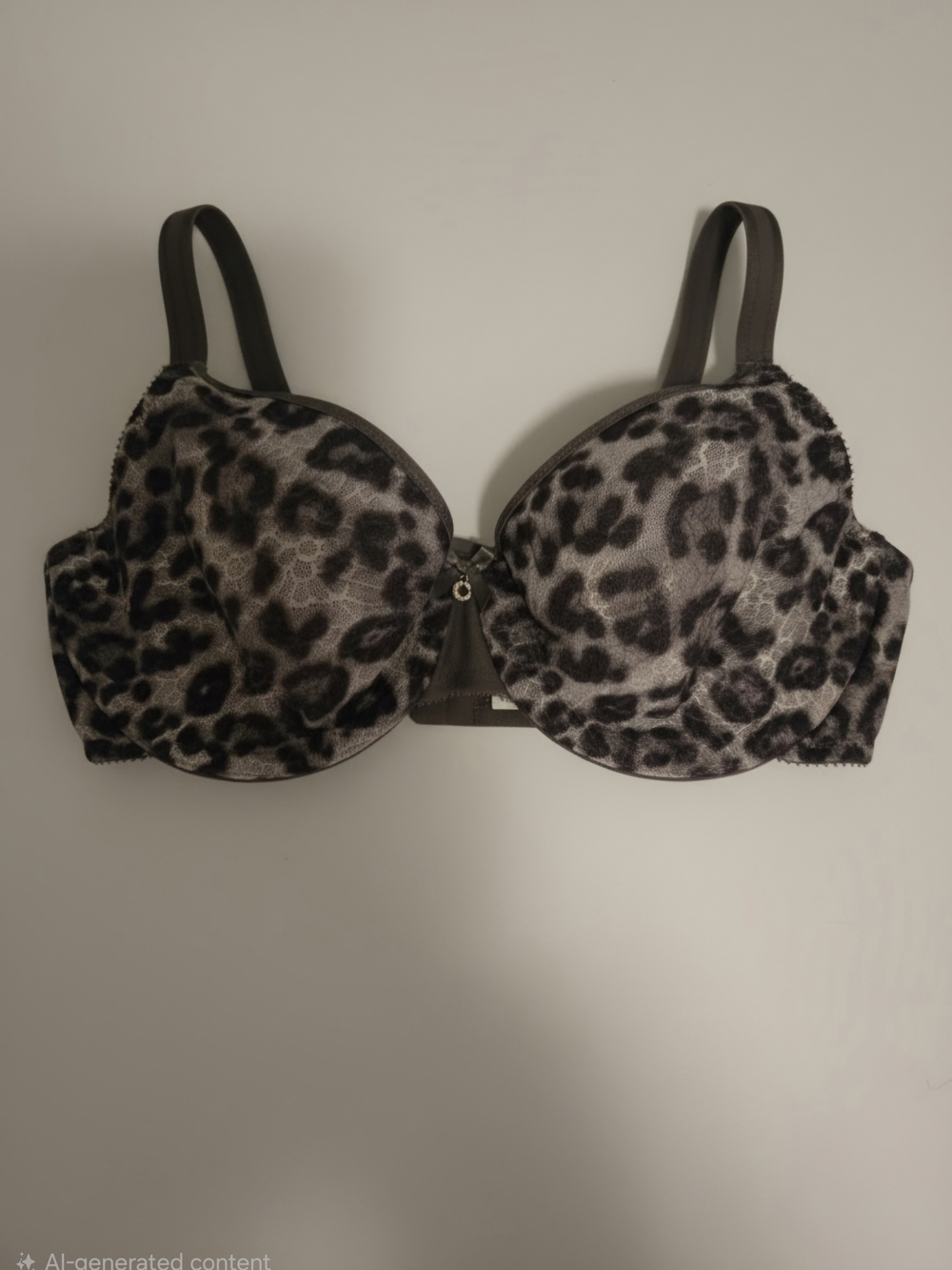 Chantelle Leopard Print Minimizer Bra 34D | Gray Black Lace Mesh | EU 90 / IT 75